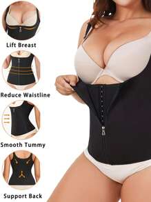 1 pieza Faja reductora de cintura para mujeres, Faja compresora apretada para el pecho, Cinturón reductor de cintura, Cinturón de corset de ejercicio ajustable con tirantes, Adecuado para hacer ejercicio en casa, deportes y caminar