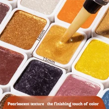 Opaque Pearlescent Watercolor Paint, Ming Dynasty & Dunhuang Color Palettes: 12 Cool/12 Warm Colors, 24 Colors (12 Cool + 12 Warm) 12 Cool/12 Warm Colors, 24 Colors (12 Cool + 12 Warm) 48 Colors (24 Ming Dynasty + 24 Dunhuang) Full Set Of 60 Colors, Sparkling Pearlescent Finish, Advanced Formulation, No Flaking Glitter, For Painting, Watercolor/Chinese Ink Painting, Calligraphy, Nail Art, Gilding Etc., Back To School, School Supplies