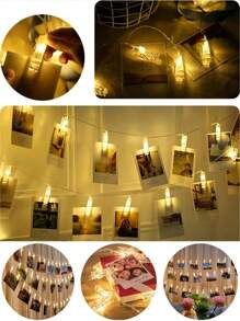 1set Photo Clip String Lights, LED Fairy Lights Clamp String, Suspend Photos, Battery Powered, For Bedroom, Wedding, Holiday, Party Decor, Gift Garden Lights Garden Decor Wedding Decor Room Decor Gifts Birthday Graduation