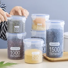 1/2/4 件谷物储存罐，厨房食品密封罐，密封性好，尺寸多样 - 彩色 - 查看 4