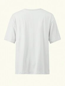 客製化服飾 個性化照片印花 T 恤 客製化禮物 情人節女性禮物 明星與人臉印花休閒白色夏季款 - 白色 - 查看 5