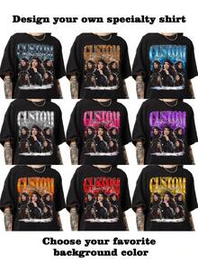 Personalizowana koszulka ze zdjęciem, personalizowana damska koszulka w stylu bootleg hip-hop, prezent na Święto Dziękczynienia, Boże Narodzenie, personalizowana koszulka damska - dodaj własny tekst i obrazy (zdjęcie rodzinne/selfie/zdjęcie zwierzaka/zdjęcie znajomego), aby zaprojektować własną spersonalizowaną koszulkę z nadrukiem, wygoda, odzież damska, personalizowane bluzki damskie - Czarne - Zobacz 2