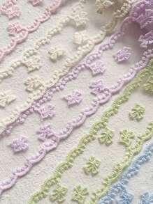 1 pieza de cinta de encaje de poliéster color marfil, perfecta para accesorios para el cabello DIY, envolver ramos y manualidades de decoración de bodas - Multicolor - Ver 5