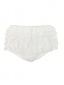 Women's Lace Tiered Ruffled Shorts Cute Bottoms High Rise Lolita Short Pants For Summer - 白色 - 查看 7