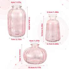 Transparente Mini Vase, 3 Stücke Set kleine Vasen, Tisch-Mittelpunkt Mini Glasvase, geeignet für Familienfeiern, Hochzeitsdekoration, Geburtstagsfeiern. Handgefertigte Vase, Vase (transparente Farbe) Heimdekoration Raumdekoration Blumenvase - Rosa - Übersicht 2