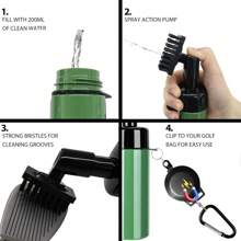 Golf Club Brush Cleaning Kit For Golf Groove Cleaner With Extrusion Water Bottle & Hook, Golf Club Bag Accessories Water Dispenser Cleaner For Men Women - 1 Pack Green - View 4