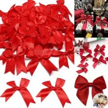 12/30/50 piezas Mayoreo Lazos de cinta de satén roja y rosa con colas para envolver regalos, decoraciones de fiesta, adornos artesanales y proyectos DIY - Perfectos para el empaque de regalos del Día de San Valentín - Corbata de moño - Ver 8