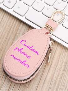 Customized Text Key Pouch Unisex Car Key Organizer Holder Large Capacity Multi-Functional Keyring Case Valentines - Multicolor - View 8
