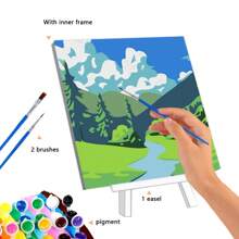 20x20cm/7.8 Inches X 7.8 Inches - 1 Piece Colorful Oil Painting DIY Adult Digital Oil Painting, Natural Scenery, Suitable For Hanging On The Desktop As A Gift To Relieve Stress, Suitable For Bedroom, Living Room Decoration - Xiyin Combination Title Gifts Birthday Graduation