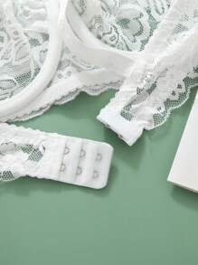 2 件装优雅蕾丝文胸性感胸罩女式聚拢文胸透明文胸纯色蝴蝶结性感内衣女士内衣钢圈无衬里文胸