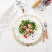 62pcs Disposable Gold Foil Placemats, Circular Gold Foil Table Mats, Decorative Mesh Table Mats, Sparkling Aluminum Foil Tablecloths, Gold Metal Thin Mesh Tablecloths, Suitable For Table Decoration