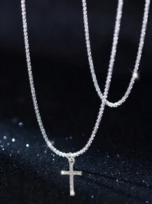 1 件时尚闪亮简约锁骨链项链女士