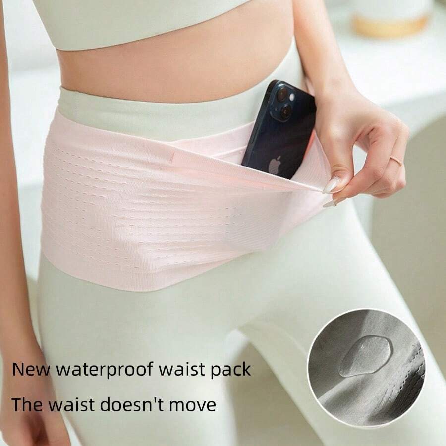 1pc 跑步手机包运动腰包男女健身小包户外晨跑装备防水隐形腰带 - 鉛箔灰 - 查看 1