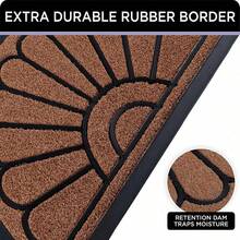Extra Durable Striped Christmas Doormat Outdoor - Rubber Doormat Indoor - Non-Slip Doormat Rug (30 x 18) Back Front Doormat - Welcome Mat - Easy Clean Outdoor Doormat - Door Mat Outside/Inside - Marrón (Bright Brown) - Ver 5