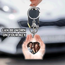 1pc Personalized Acrylic Heart-Shaped Photo Keychain, Versatile For Backpack, Key Ring, Holiday Gift