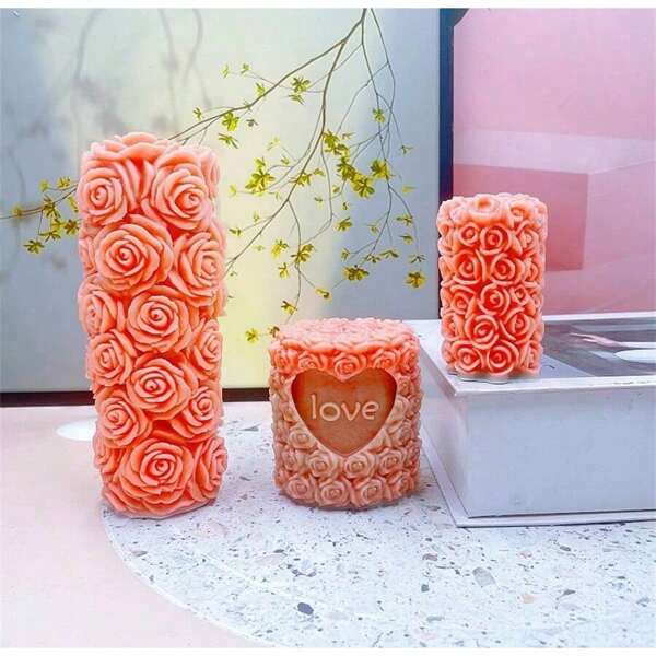 1 pieza Molde de vela en forma de bola de rosa grande, Molde de silicona en forma de rosa para velas, jabón, resina, Molde de silicona para vela en 3D, Molde decorativo de resina epoxi, Vela de yeso, Jabón con fragancia, Molde de chocolate