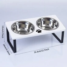 Elevated Cat Bowls Raised Cat Food Bowls, 15° Tilted Pet Bowls For Cats Puppy, Raised Dog Bowl Stand Feeder Cat Food Water Bowls Stand With 2 Stainless Steel Bowls
