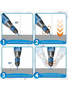 干式金刚石钻头套装 10 件 1/4 英寸 6 毫米小金刚石孔锯套件适用于花岗岩大理石瓷砖陶瓷石材玻璃硬质材料（不适用于木材）圆柄 - 藍色 - 查看 4