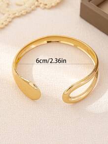 1 件简约优雅高品质小众设计不对称镂空水滴金色金属袖口手链，适合正式场合、派对、日常穿着、办公室、酒吧、音乐节、街头风格、摄影、婚礼、商务活动，是送给朋友和家人的绝佳礼物 - 金黃色 - 查看 3