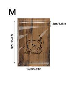 100 قطعة أكياس تعبئة خبز شفافة ذاتية اللصق ذات نمط كرتوني لوازم مدرسية، أكياس طعام ، صناديق طعام مناسبة للحلوى والشوكولاتة والبسكويت وما شابه - الدب لطيف - مشاهدة 8