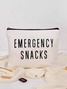 EMERGENCY SNACKS Print Snack Bag ,Travel Cosmetics Bag Zipper Makeup Bag Toiletry Bag, Pen Bag Storage Bag, Ideal For Travel, Cosmetics, Snack Storage Great Gift For Friends & Sisters