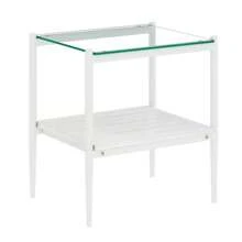 Set Of 2 Rectangle End Table, Tempered Glass Tabletop With MDF Layer, Modern Table For Living Room , Transparent Glass - Transparent + Tempered Glass-1 - View 6