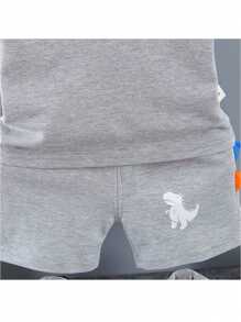 Infant Baby Boy Sets Summer Clothing Casual Sport Suit Short-Sleeved POLO Shirt + Shorts 2Pcs Set Kids Grey Dinosaur Print Tracksuit Boy's Suit