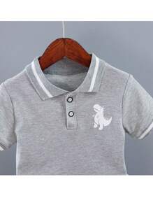 Infant Baby Boy Sets Summer Clothing Casual Sport Suit Short-Sleeved POLO Shirt + Shorts 2Pcs Set Kids Grey Dinosaur Print Tracksuit Boy's Suit