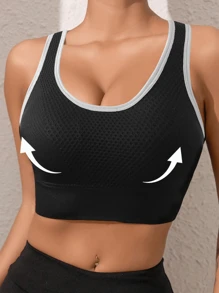3pcs Women Seamless Comfortable Single Layer Thin Removable Pad Racerback Design Sports Bra - Multicolor - View 2