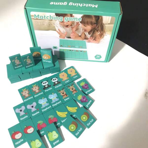 60pcs/Set Montessori Wooden Toy, Four In One Memory Matching Game, Party Game And Interactive GameSchool, Student,Stationery,School Supplies