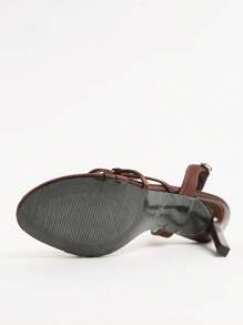 Women Sexy Criss-Cross Strap Design Stiletto High Heel Sandals, Elegant Versatile Summer Party Shoes - Coffee Brown - View 7