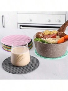 Bộ 4 tấm lót đĩa tròn chịu nhiệt đa năng, miếng lót nồi chống trượt và miếng lót bàn, thích hợp để đựng phụ kiện nhà hàng và chăn dã ngoại - Lý tưởng cho gia đình, tụ tập ngoài trời và dã ngoại; tấm lót đĩa nhẹ và di động để dễ sử dụng! - Nhiều màu - Xem 2
