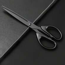 1pc Black Stainless Steel Scissors - Sharp, Non-Stick, Scissors Suitable For Fabric, Sewing, Home, Kitchen And Office Use - Durable Tailor Scissors With Comfortable Grip, Rust-Proof, Battery-Free - Black - View 4