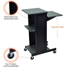 PS4000 40" Mobile Presenters Station, With Four Rolling Casters With Two Locking Brakes, For Office And Classroom Presentation Needs
