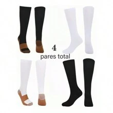 Medias de compresión medias para aliviar las varices 4 pares - Blanco y Negro - Ver 2