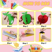 4, Paper Apple Pencil Honeycomb Pendant Ceiling Hanging Decoration, Lantern Decoration Wedding Ceremony, Fashion Ceiling Hanging Party Accessories, School Party Flower Board Decoration, Festival Party Supplies, Easy To Hang, Homemade Scene