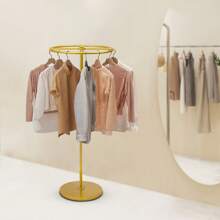 TFCFL Round Garment Rack, Floor Standing Rotatable Clothing Rack, Portable Retail Display Stand - Gold - View 1