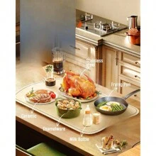 Tapete calentador de alimentos para bandejas de buffet para mantener los alimentos calientes en fiestas, alfombrilla de calentamiento de silicona con 7 niveles de temperatura y apagado automático, calentadores de alimentos para fiestas, reuniones y uso cotidiano - Blanco - Ver 2