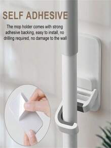 1/3 piezas Percha de pared para escoba, blanca, soporte para trapeador, ahorro de espacio, autoadhesiva, organizadora