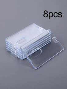 亚克力透明重型塑料卡片保护套透明徽章保护套立式办公用品学生餐交通（不含卡）卡夹钱包名片夹信用卡夹身份证夹女士女士男士卡片钱包 - 無色 - 查看 13