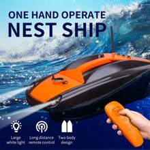 MINSHUXI 1.5kg Load Fishing Bait Boat 300m Remote Control Fishing Lure Boat With Dual Motor Key Words - Orange - View 1