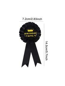 1枚/2枚生日国王金属徽章别针，黑金玫瑰结纽扣，男士皇冠生日快乐奖章别针，生日主题派对装饰 - 彩色 - 查看 4