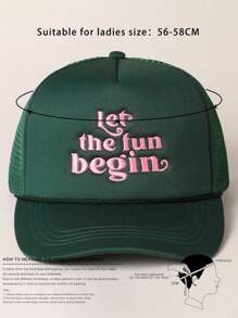 1 件女士户外刺绣“让乐趣开始”抽绳网眼棒球帽，可调节防晒休闲帽适合春秋季旅行，百搭男女通用 Y2K 风格太阳帽 - 棒球帽 - 查看 6