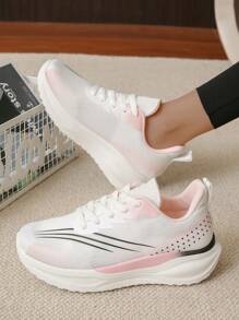 Sneakers Women's Shoes Sports Outdoor Casual Fashion Comfortable Soft Sole Breathable Cool Front Lace-Up Gradient Color Design - Pink - View 5