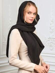 1 einfarbiger silberner Seiden-Schal, luxuriöser Damenkopftuch, geeignet für Al-Adha, täglicher Gebrauch, simpler Hijab-Schal Schal Schleier Kleidung