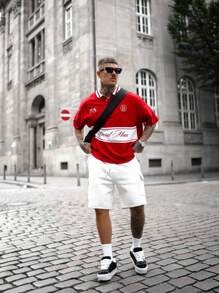 2025 Spring & Summer Men's Fashion Casual Oversize Soft Breathable Polo Shirt, Ins Style - Red - View 4
