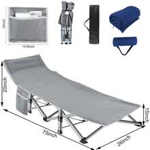 Folding Bed Cot With Pillow, 2 Sided Mattress Heavy Duty Folding Sleeping Cot Guest Bed, Folding Camping Cots For Traveling Camp Office Outdoor And Beach