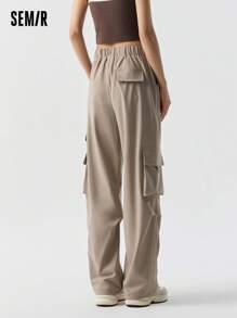 SEMIR 女士抽绳工装裤，高街甜美酷炫风格，阔腿春季长裤