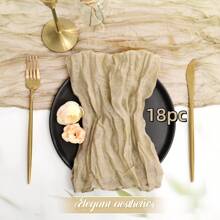 6/12/18/24/30pcs Set Balinese Sheer Coffee Color Napkins, 19.7 X 19.7 Inch Square Romantic Boho Style Transparent Napkins For Gift, Decoration, Vintage Bridal Shower, Birthday Party, Holiday Table Centerpiece (Multi-Color Options)