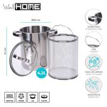 Well Home Caçarola de espargos Wellhome em aço inox Ø16x21cm com fundo encapsulado e tampa de vidro. Frete grátis em 24/72 horas - Multicolorido - Ver 2
